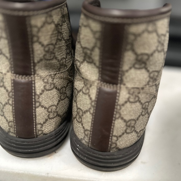 Gucci Brown/Grey GG Canvas High Top Sneakers Size 40 - Picture 7 of 9